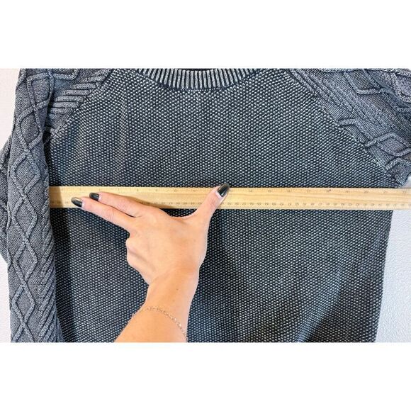 BiBi Stone Washed Black Cable Knit Crewneck Sweater Women’s Small - Picture 9 of 10